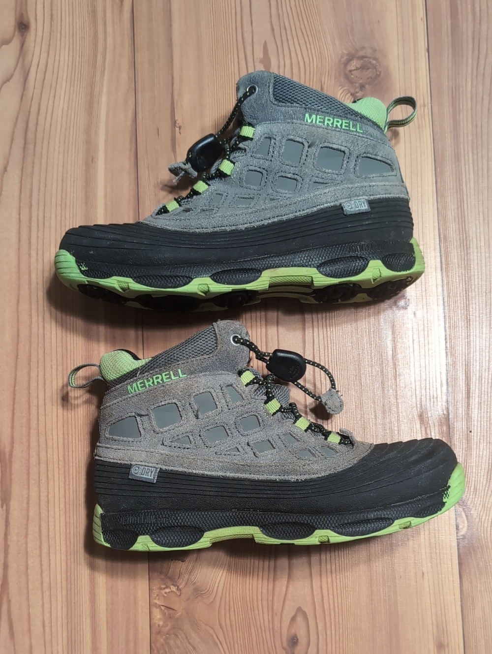 Merrell Kids Gray and Lime Green Hiking Boots